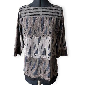 The Metropolitan Museum Of Art Large Tunic With Art Swirl Print 3/4 Sleeves